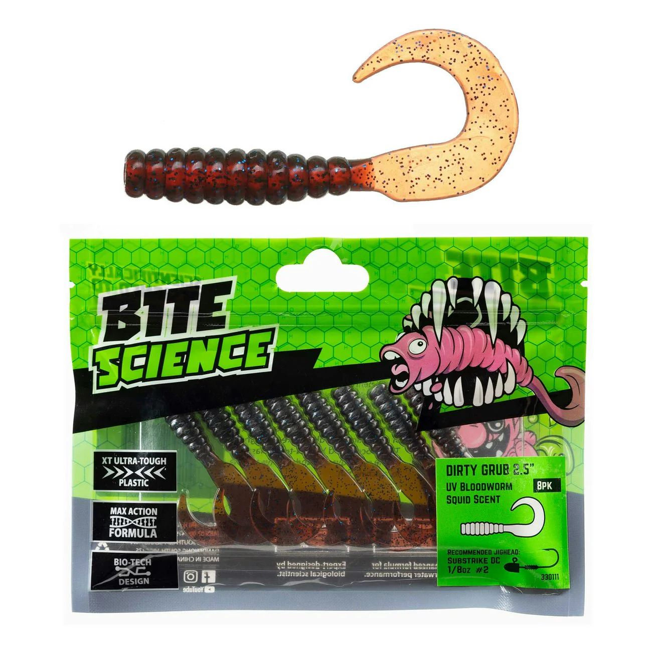 Bite Science Dirty Grub Lures 8pk - Image 8