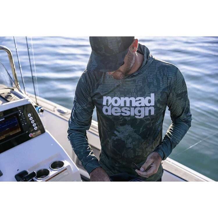 Nomad Tech Fishing Shirt Hooded - Khaki Camo Splice - Image 3