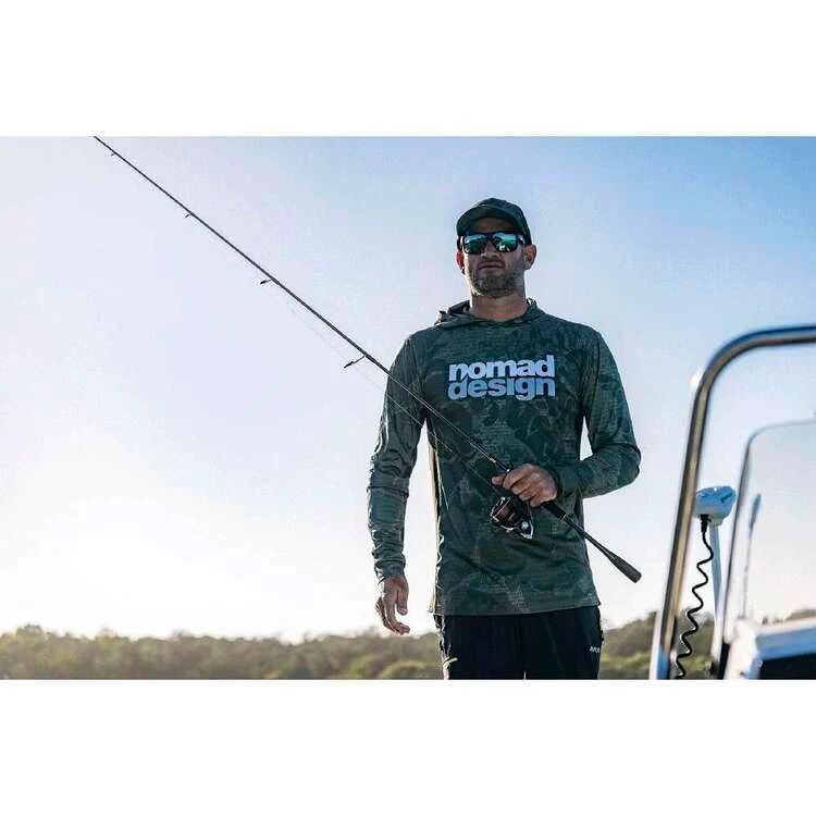 Nomad Tech Fishing Shirt Hooded - Khaki Camo Splice - Image 4