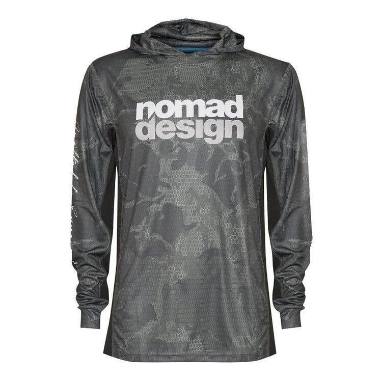 Nomad Tech Fishing Shirt Hooded - Khaki Camo Splice - Image 9