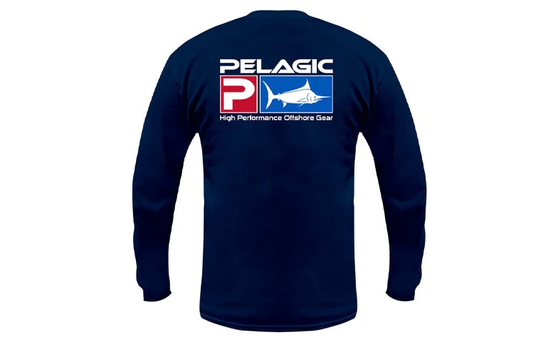 Pelagic Shirt Deluxe Logo Navy - Long Sleeve Tee - Image 3