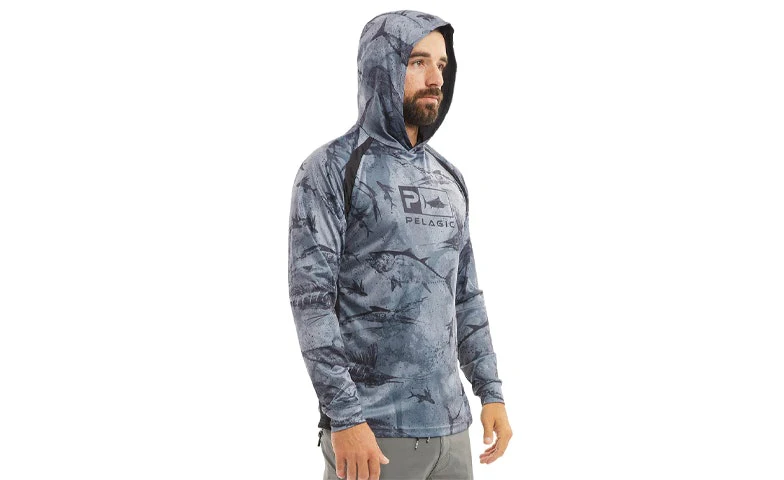 Pelagic Vaportek Hooded Shirt Open Seas Camo Black - Image 3