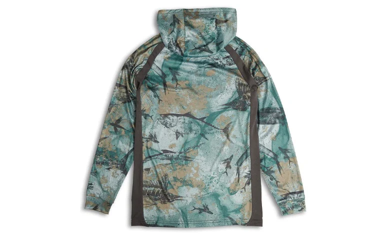 Pelagic Vaportek Youth Hoody Open Seas Camo Army Green - Image 2