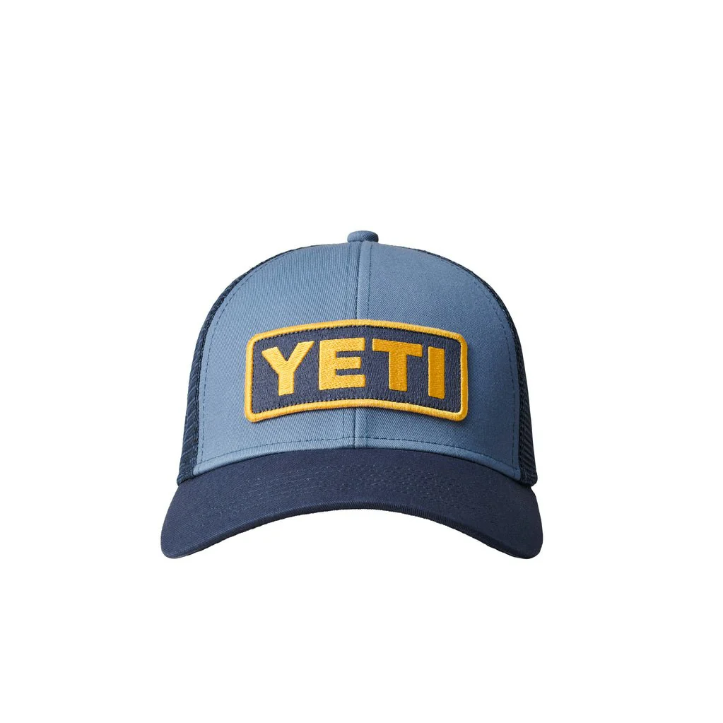 YETI Logo Badge Trucker Hat Navy/Yellow - Image 2